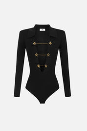 Elisabetta Franchi Body In Maglia con Catene Gioiello BK06S66E2 NERO