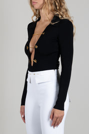 Elisabetta Franchi Body In Maglia con Catene Gioiello BK06S66E2 NERO