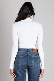 Elisabetta Franchi Body In Maglia con Ricami à Jour BK02B66E2 AVORIO
