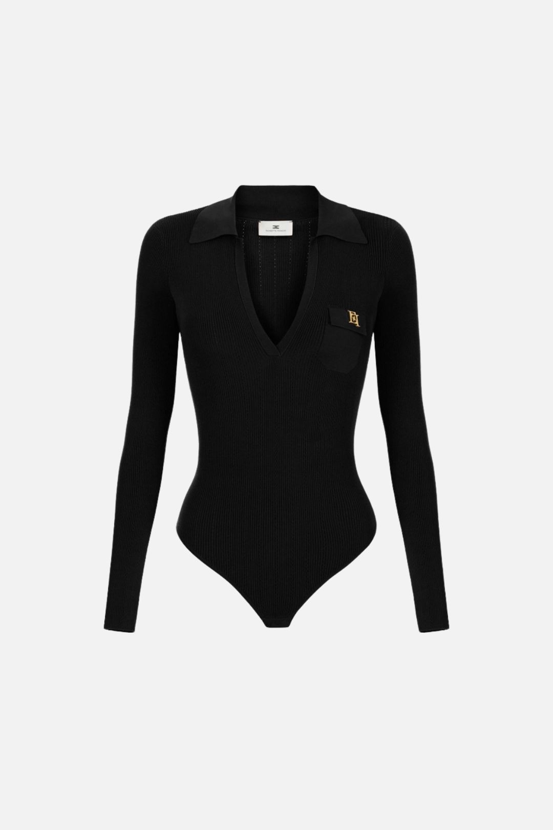 Elisabetta Franchi Body In Maglia con Ricami à Jour BK02B66E2 NERO