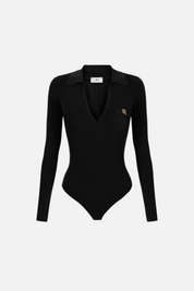 Elisabetta Franchi Body In Maglia con Ricami à Jour BK02B66E2 NERO