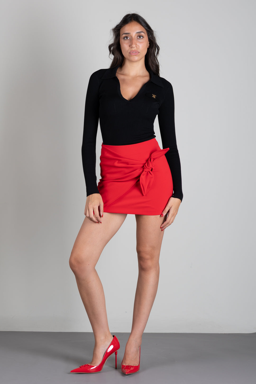 Elisabetta Franchi Body In Maglia con Ricami à Jour BK02B66E2 NERO