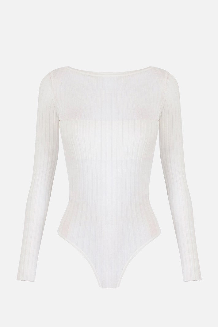 Elisabetta Franchi Body In Maglia con Trasparenze BK84S62E2 AVORIO