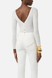 Elisabetta Franchi Body In Maglia con Trasparenze BK84S62E2 AVORIO