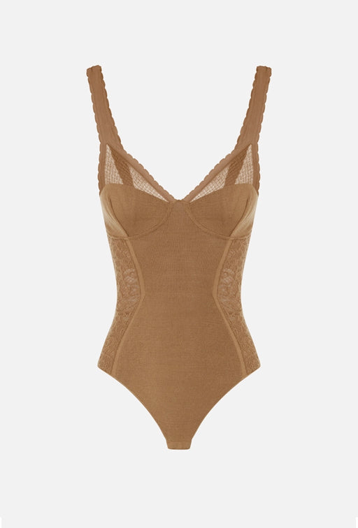 Elisabetta Franchi Body In Maglia e Pizzo con Trasparenze BK07Q66E2 DAINO