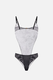 Elisabetta Franchi Body In Tulle con Pattern Snake BO01057E2 NERO