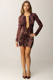 Elisabetta Franchi Body In Tulle con Stampa Pitone e Collana BO02057E2 MERLOT