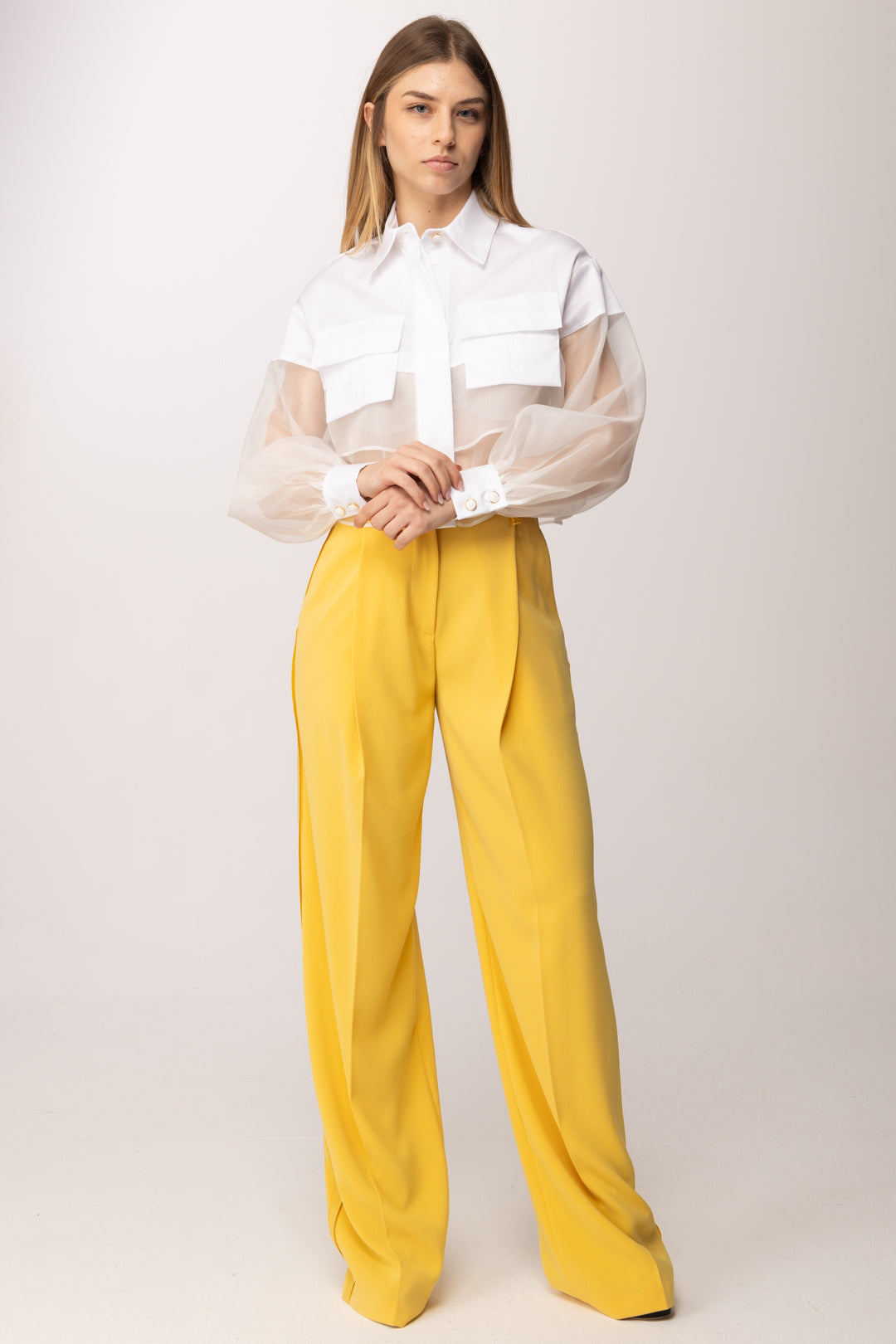 Elisabetta Franchi Body In Tulle Jacquard con Monogram CA11861E2 AVORIO