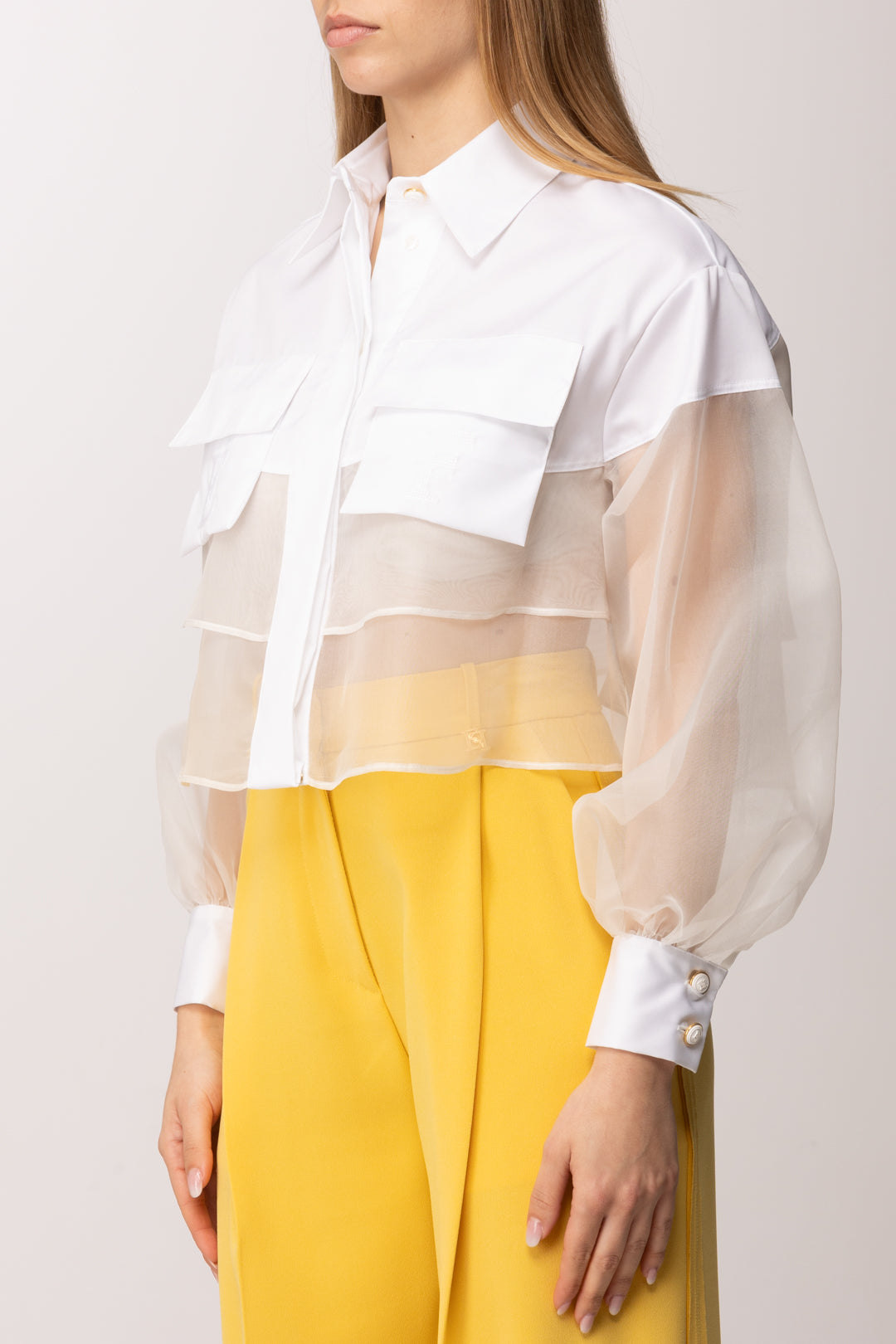 Elisabetta Franchi Body In Tulle Jacquard con Monogram CA11861E2 AVORIO