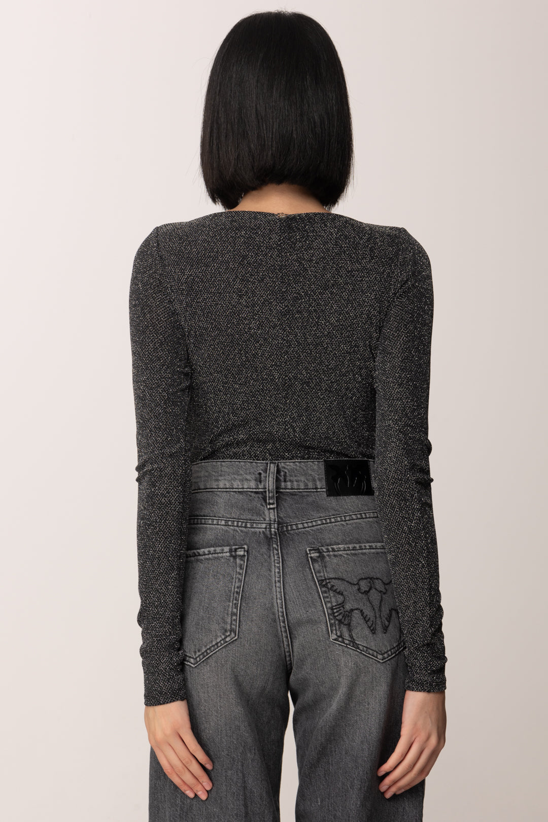 Patrizia Pepe Body Lurex con Cut-out 2M4506 J340 NERO SILVER