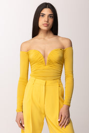 Elisabetta Franchi Body Off Shoulder In Jersey Crêpe con Drappeggi BO01561E2 SUN