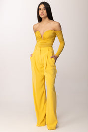 Elisabetta Franchi Body Off Shoulder In Jersey Crêpe con Drappeggi BO01561E2 SUN