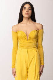 Elisabetta Franchi Body Off Shoulder In Jersey Crêpe con Drappeggi BO01561E2 SUN