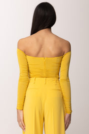 Elisabetta Franchi Body Off Shoulder In Jersey Crêpe con Drappeggi BO01561E2 SUN