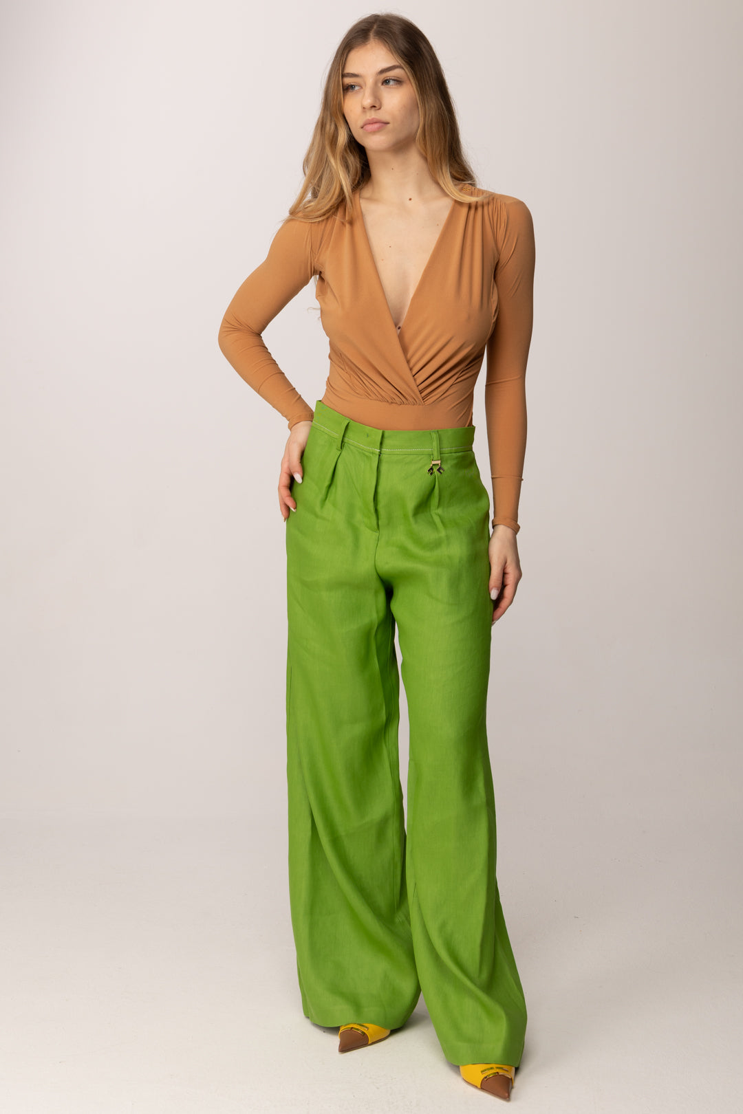 Elisabetta Franchi Body Scollo a Incrocio In Georgette Stretch BO03162E2 SUEDE