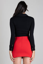 Elisabetta Franchi Body Slim con Colletto e Bottoni Dorati CB00466E2 NERO