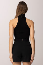 Elisabetta Franchi Body Smanicato con Fermaglio Gioiello BO01761E2 NERO