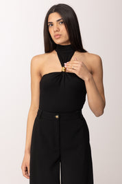Elisabetta Franchi Body Smanicato con Fermaglio Gioiello BO01761E2 NERO
