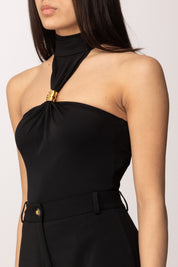 Elisabetta Franchi Body Smanicato con Fermaglio Gioiello BO01761E2 NERO