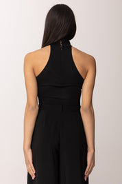 Elisabetta Franchi Body Smanicato con Fermaglio Gioiello BO01761E2 NERO