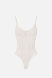 Elisabetta Franchi Body Smanicato In Maglia a Jour BK85B62E2 AVORIO