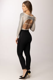 Elisabetta Franchi Body Tricot Off-shoulder Zebrato BK79S61E2 BURRO/NERO