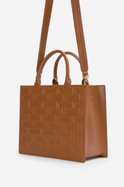 Elisabetta Franchi Bold Monogram Medium Shopper CUOIO