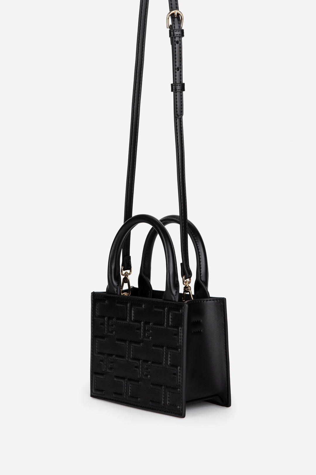 Elisabetta Franchi Bold Monogram Mini Shopper NERO
