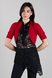 Twin-set Bolero Cropped In Maglia Effetto Spazzolato 262TT3022 BLOODY MARY