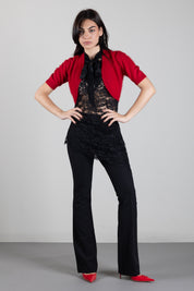 Twin-set Bolero Cropped In Maglia Effetto Spazzolato 262TT3022 BLOODY MARY