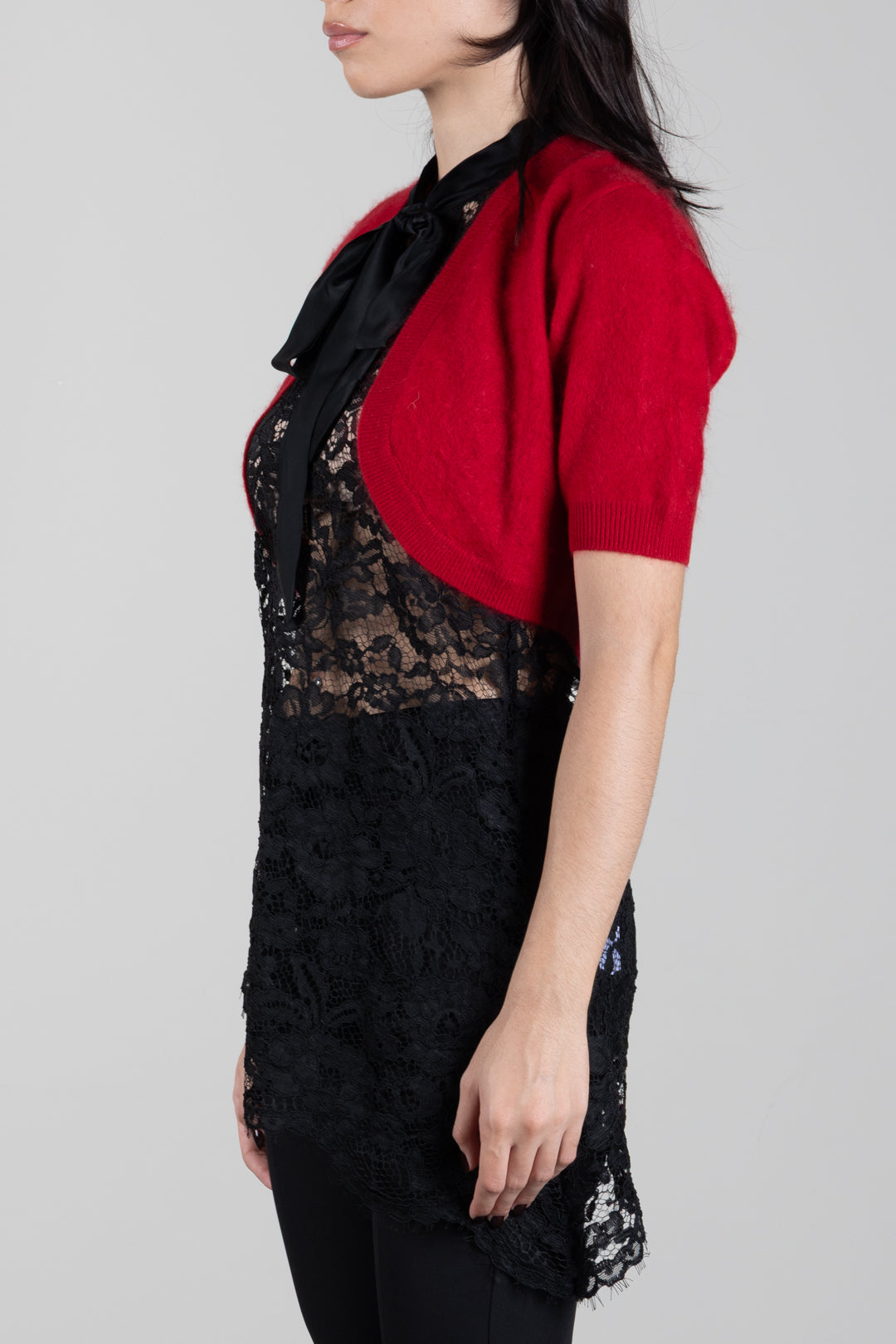 Twin-set Bolero Cropped In Maglia Effetto Spazzolato 262TT3022 BLOODY MARY