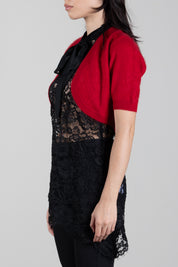 Twin-set Bolero Cropped In Maglia Effetto Spazzolato 262TT3022 BLOODY MARY