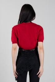 Twin-set Bolero Cropped In Maglia Effetto Spazzolato 262TT3022 BLOODY MARY