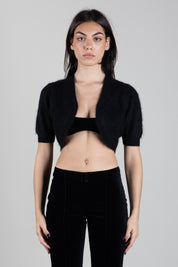 Twin-set Bolero Cropped In Maglia Effetto Spazzolato 262TT3022 NERO