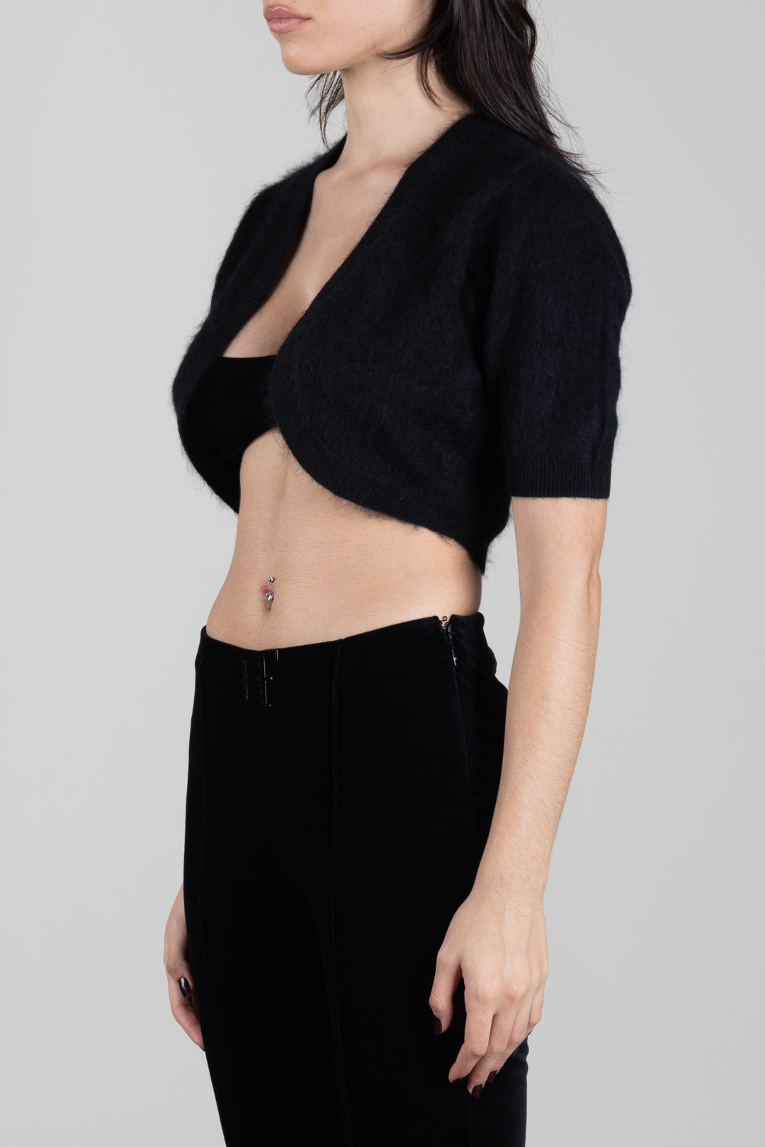 Twin-set Bolero Cropped In Maglia Effetto Spazzolato 262TT3022 NERO
