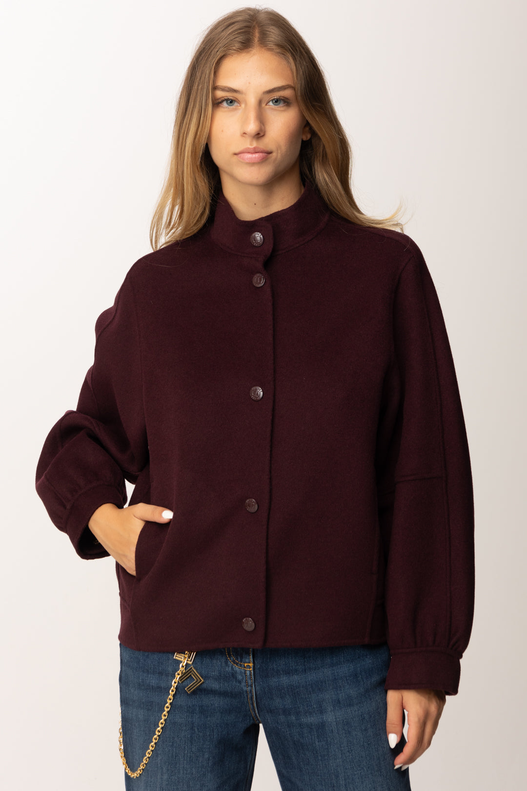 Twin-set Bomber Caban In Panno Double 252TP2071 WINETASTING