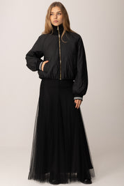 Pinko Bomber Corta con Colletto Alto e Zip NERO LIMOUSINE