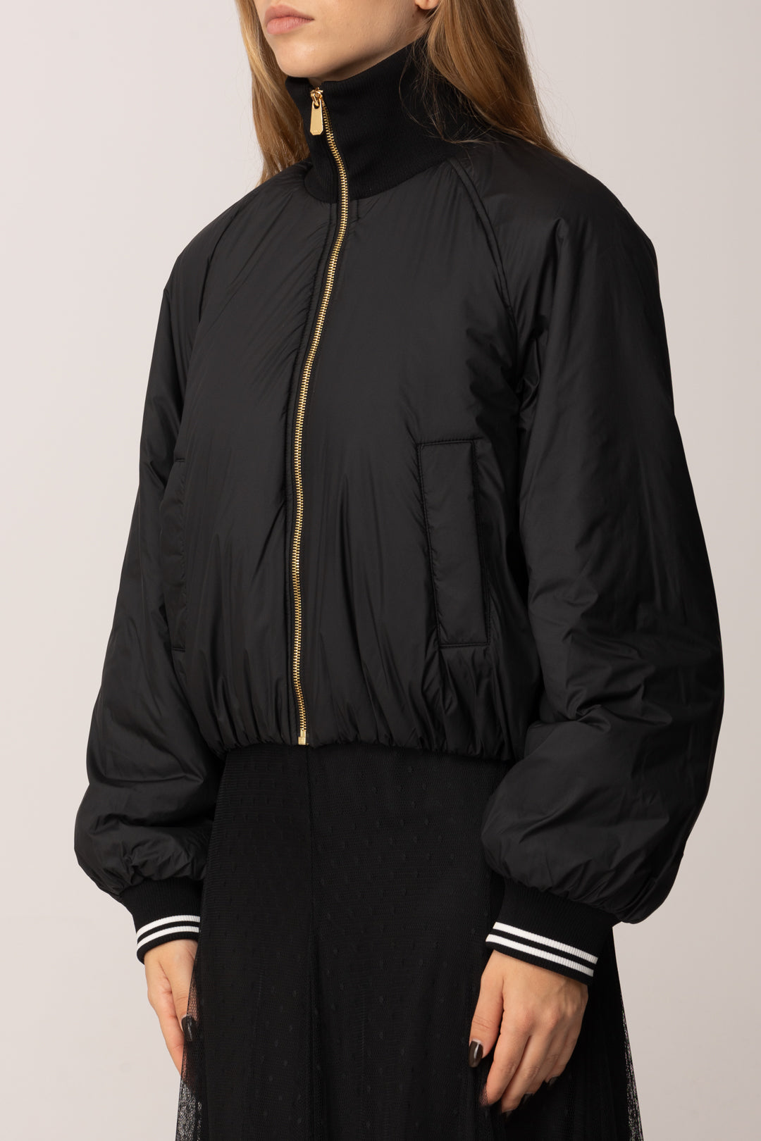 Pinko Bomber Corta con Colletto Alto e Zip NERO LIMOUSINE