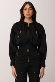Elisabetta Franchi Bomber Corto In Tessuto Vela NERO