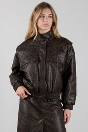 Twin-set Bomber Effetto Pelle Stampa Pitone 262TT2280 ST.PYTHON BROWN/BLAC