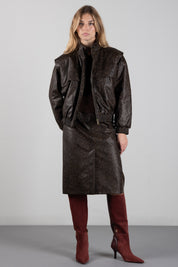 Twin-set Bomber Effetto Pelle Stampa Pitone 262TT2280 ST.PYTHON BROWN/BLAC