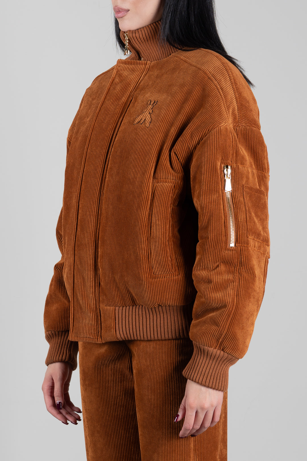 Patrizia Pepe Bomber Imbottito In Velluto 2O0092 C0262 WARM CARAMEL