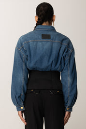 Elisabetta Franchi Bomber In Jeans e Neoprene BJ40N56E2 BLUE DENIM/NERO