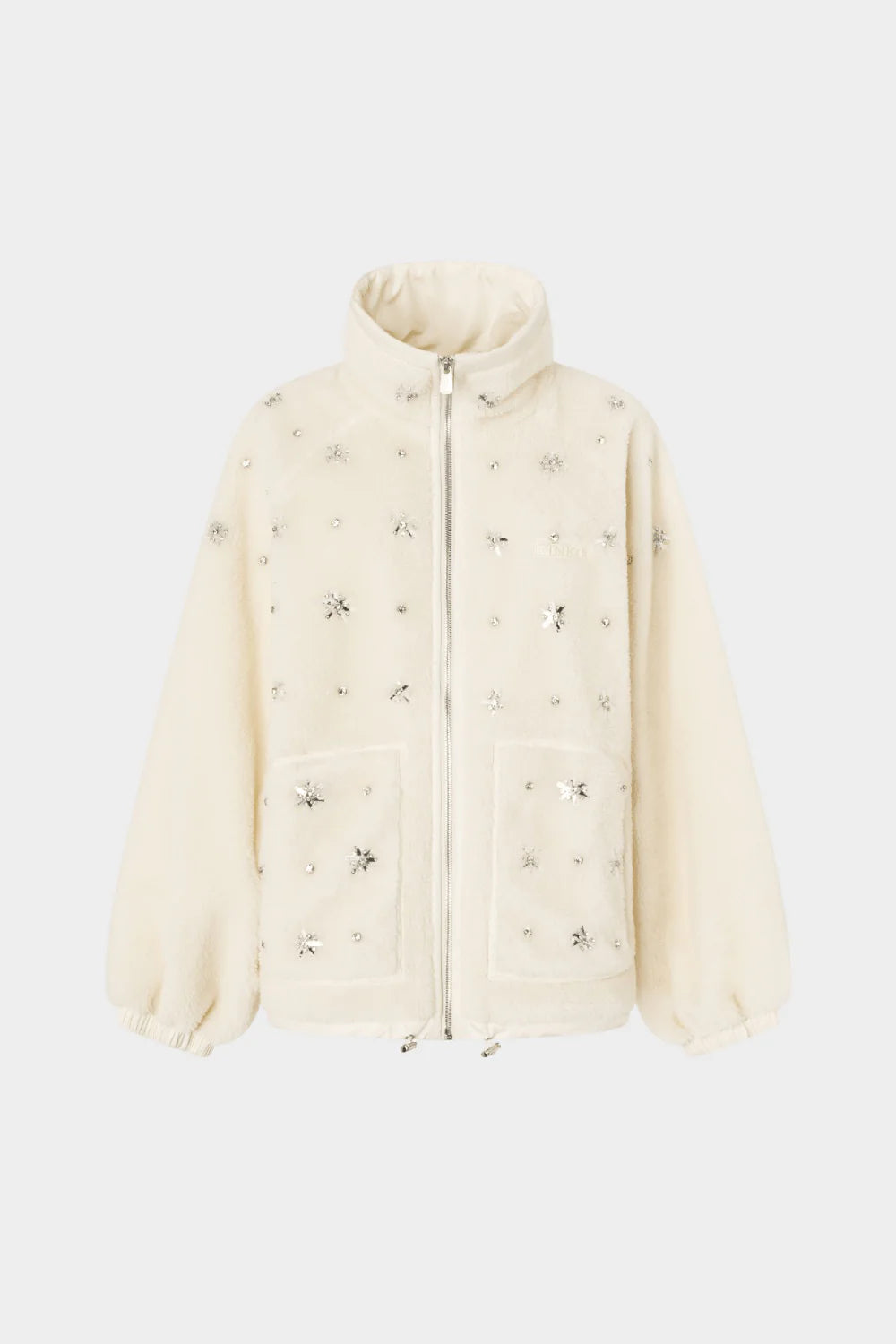 Pinko Bomber In Pile con Ricamo Castoni BIANCO NEMBO