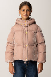 Elisabetta Franchi Bambina Bomber In Velluto con Cappuccio e Bottoni Gioiello EFGB129CNY295 SUNRISE