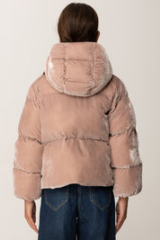 Elisabetta Franchi Bambina Bomber In Velluto con Cappuccio e Bottoni Gioiello EFGB129CNY295 SUNRISE