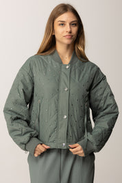 Pinko Bomber Trapuntato con Applicazioni Gioiello VERDE-ERBA TAGLIATA