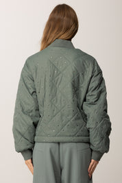 Pinko Bomber Trapuntato con Applicazioni Gioiello VERDE-ERBA TAGLIATA