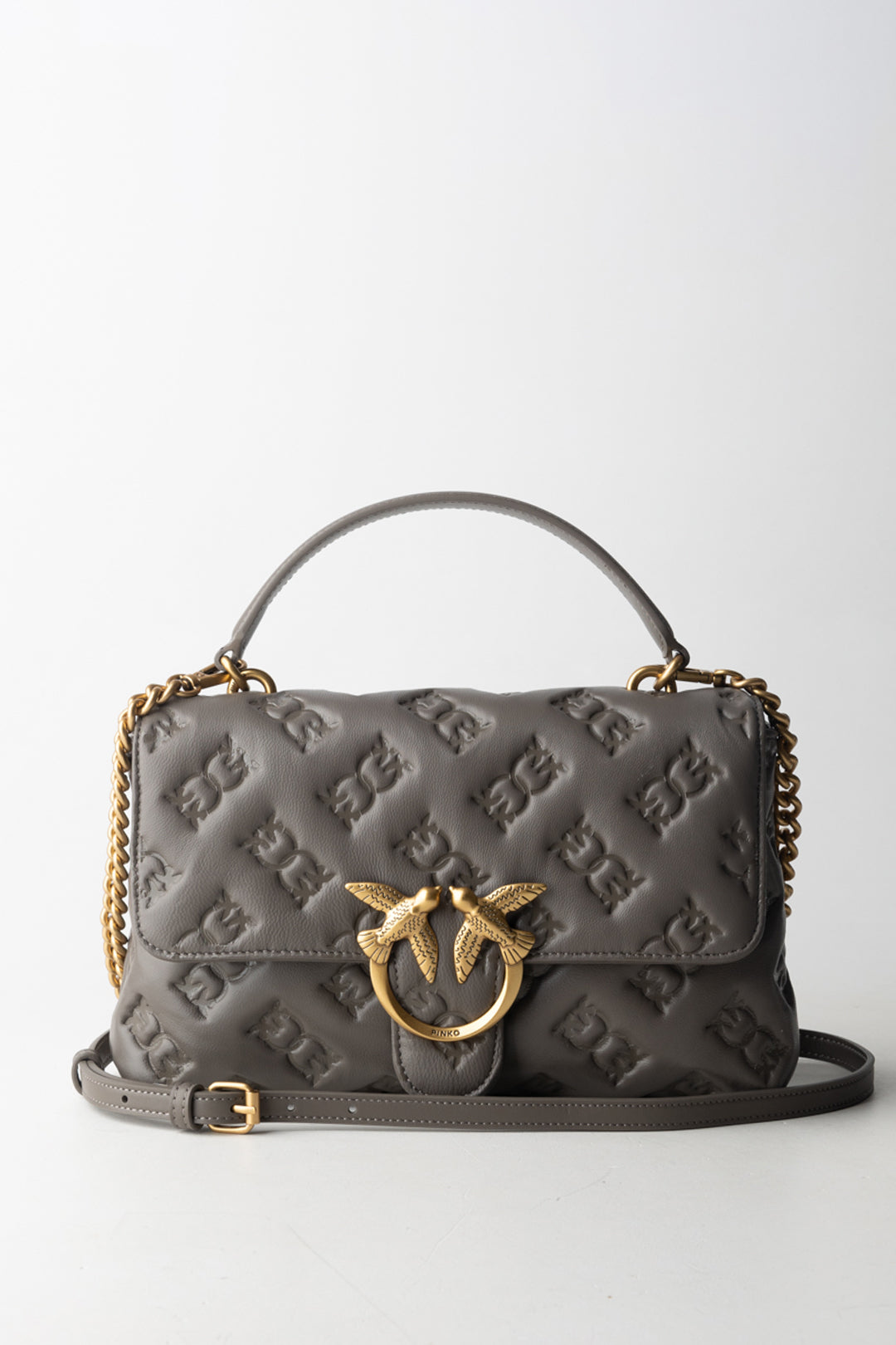 Pinko Borsa a Mano Love Birds GRIGIO ASFALTO 1 - ANTIQUE GOL