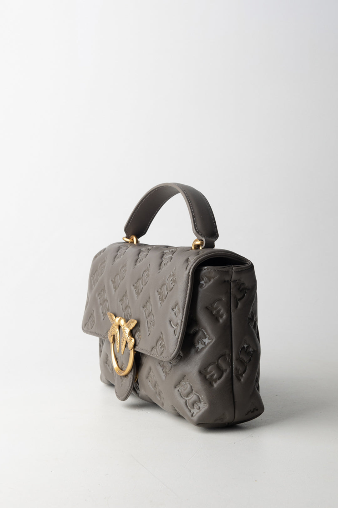 Pinko Borsa a Mano Love Birds GRIGIO ASFALTO 1 - ANTIQUE GOL